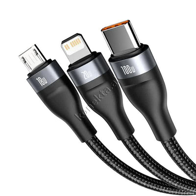 USB Kabell 2 Ne 3 Baseus 100W USB - Type-C Ne Lightning, Micro, Type-C 1.2m